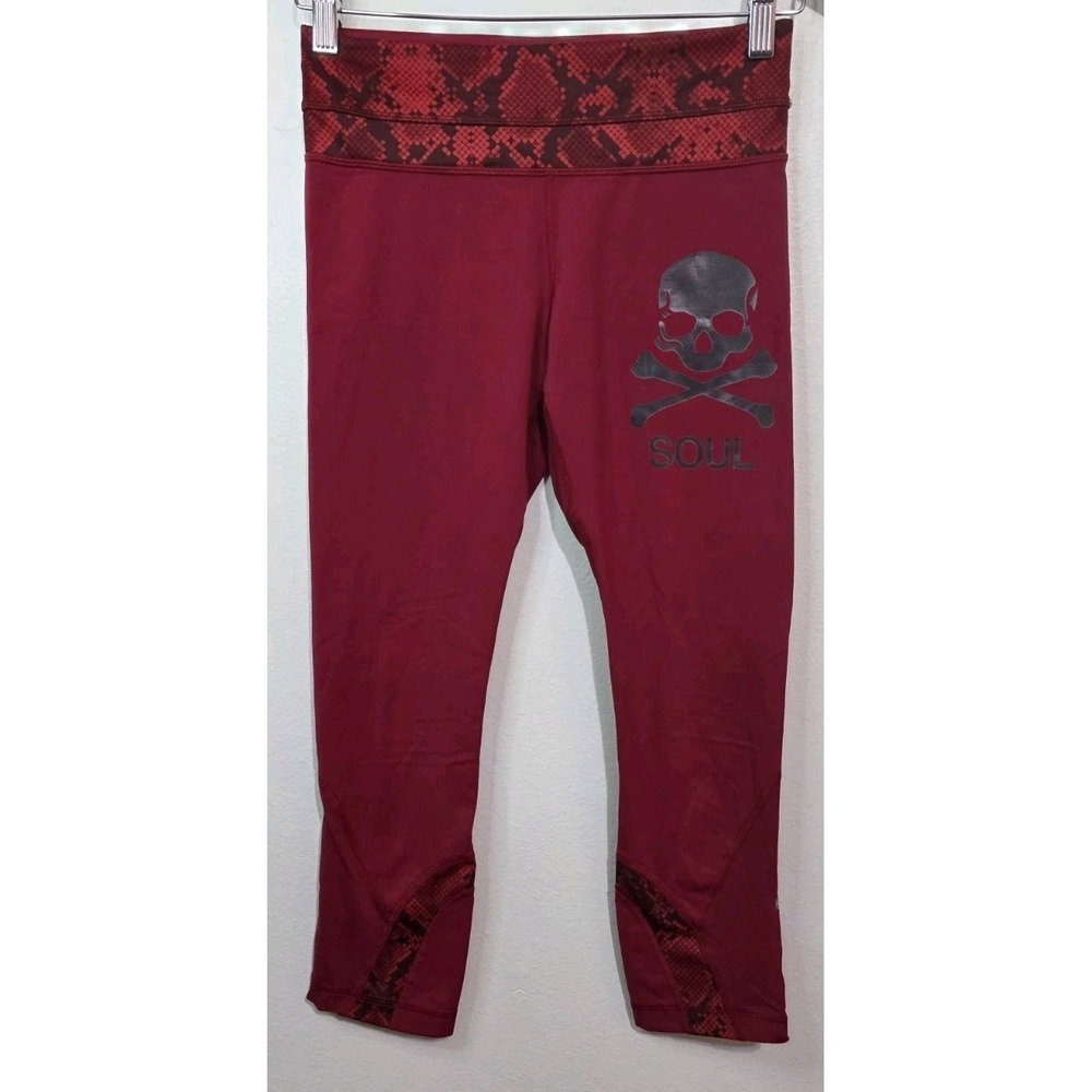 LULULEMON‎ SOULCYCLE Run Inspire Crop II Active Wear Leggings Scull Roses 4 EUC